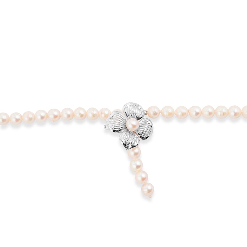 Japanese Akoya Pearl Necklace in Sterling Silver 48 Inches