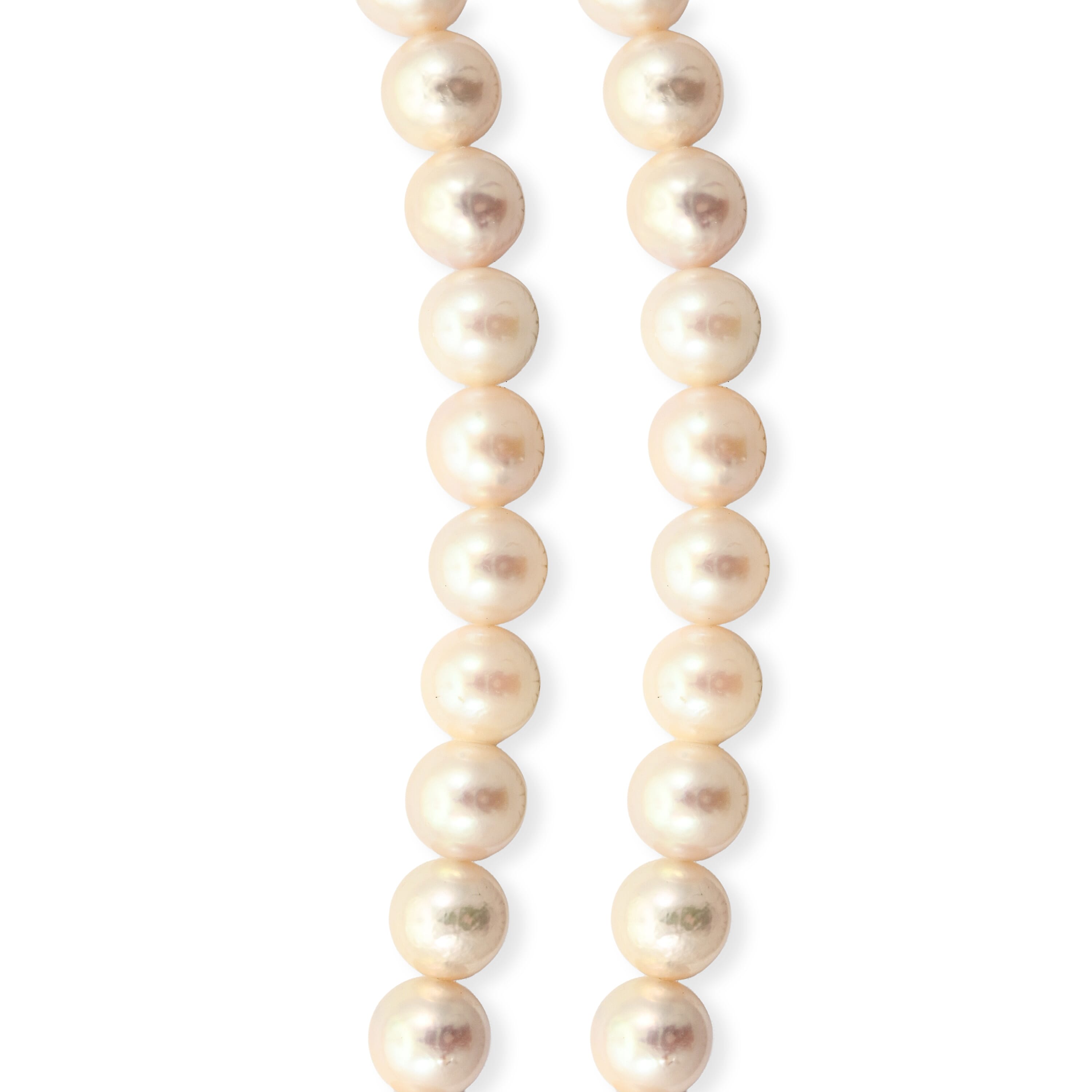 Japanese Akoya Pearl Necklace in Sterling Silver 48 Inches