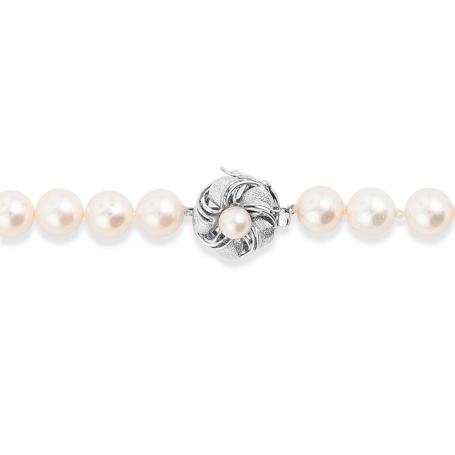 Japanese Akoya Pearl Necklace in Sterling Silver 18 Inches