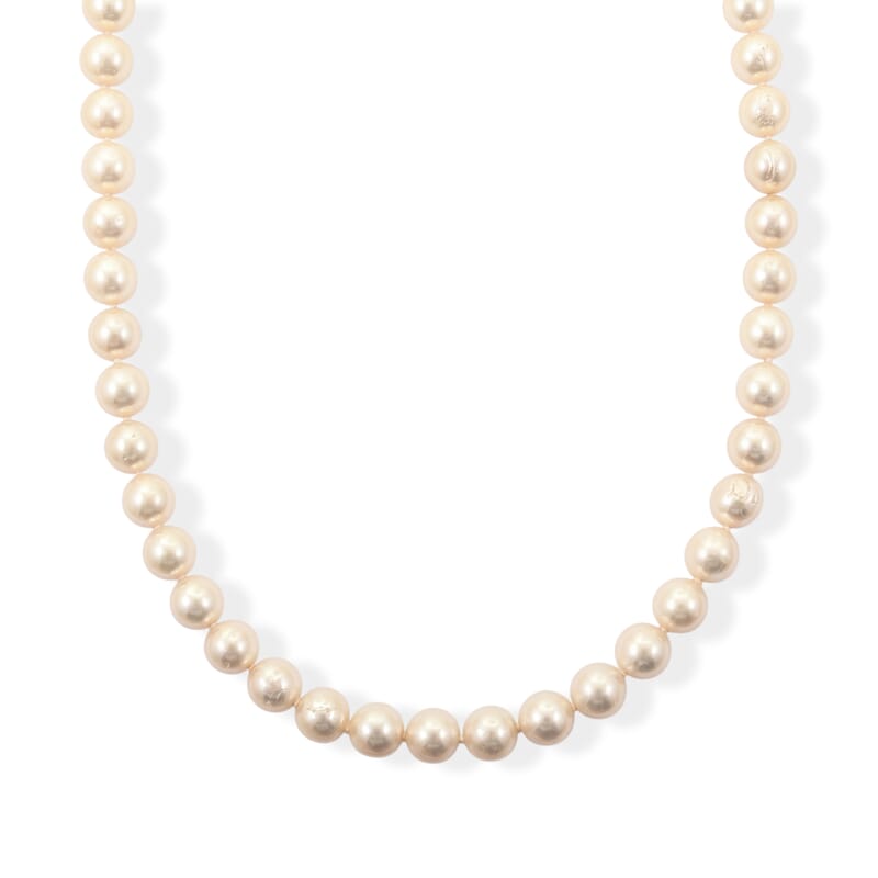 Japanese Akoya Pearl Necklace in Sterling Silver 20 Inches