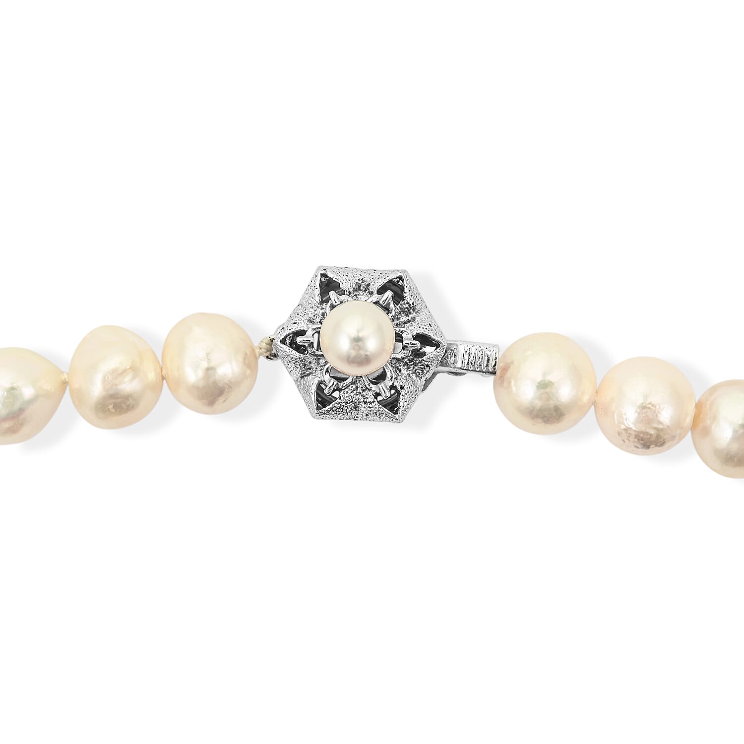 Japanese Akoya Pearl Necklace in Sterling Silver 20 Inches