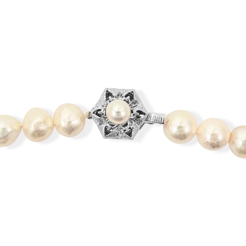Japanese Akoya Pearl Necklace in Sterling Silver 20 Inches