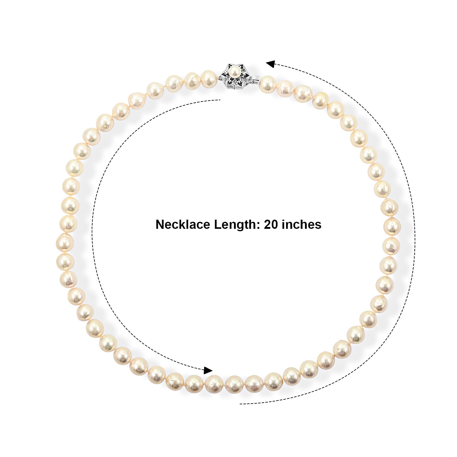 Japanese Akoya Pearl Necklace in Sterling Silver 20 Inches