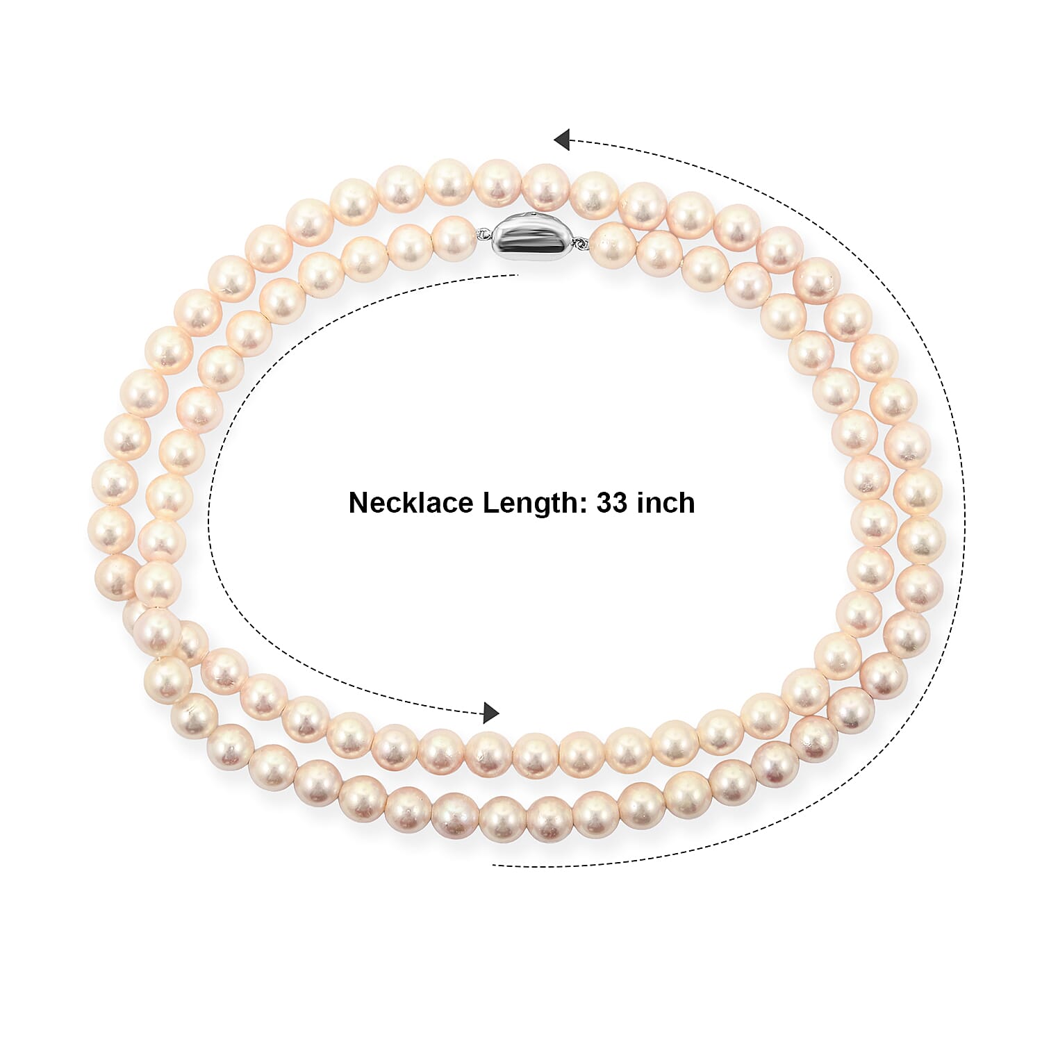 Japanese Akoya Pearl Necklace in Sterling Silver 33 Inches