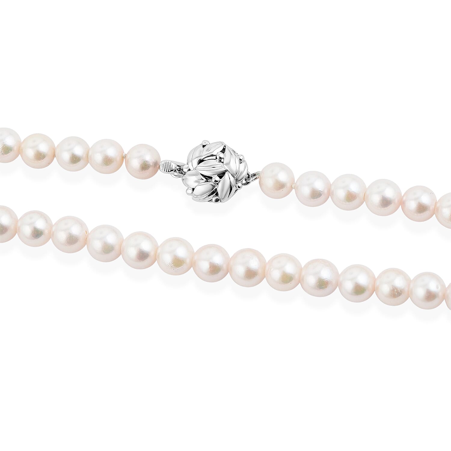 Japanese Akoya Pearl Necklace in Sterling Silver 49 Inches