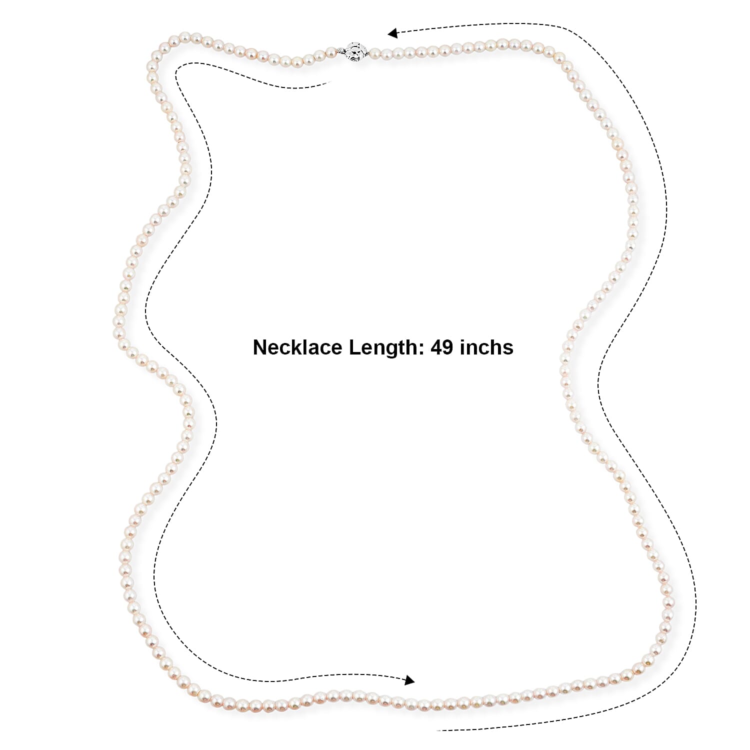 Japanese Akoya Pearl Necklace in Sterling Silver 49 Inches
