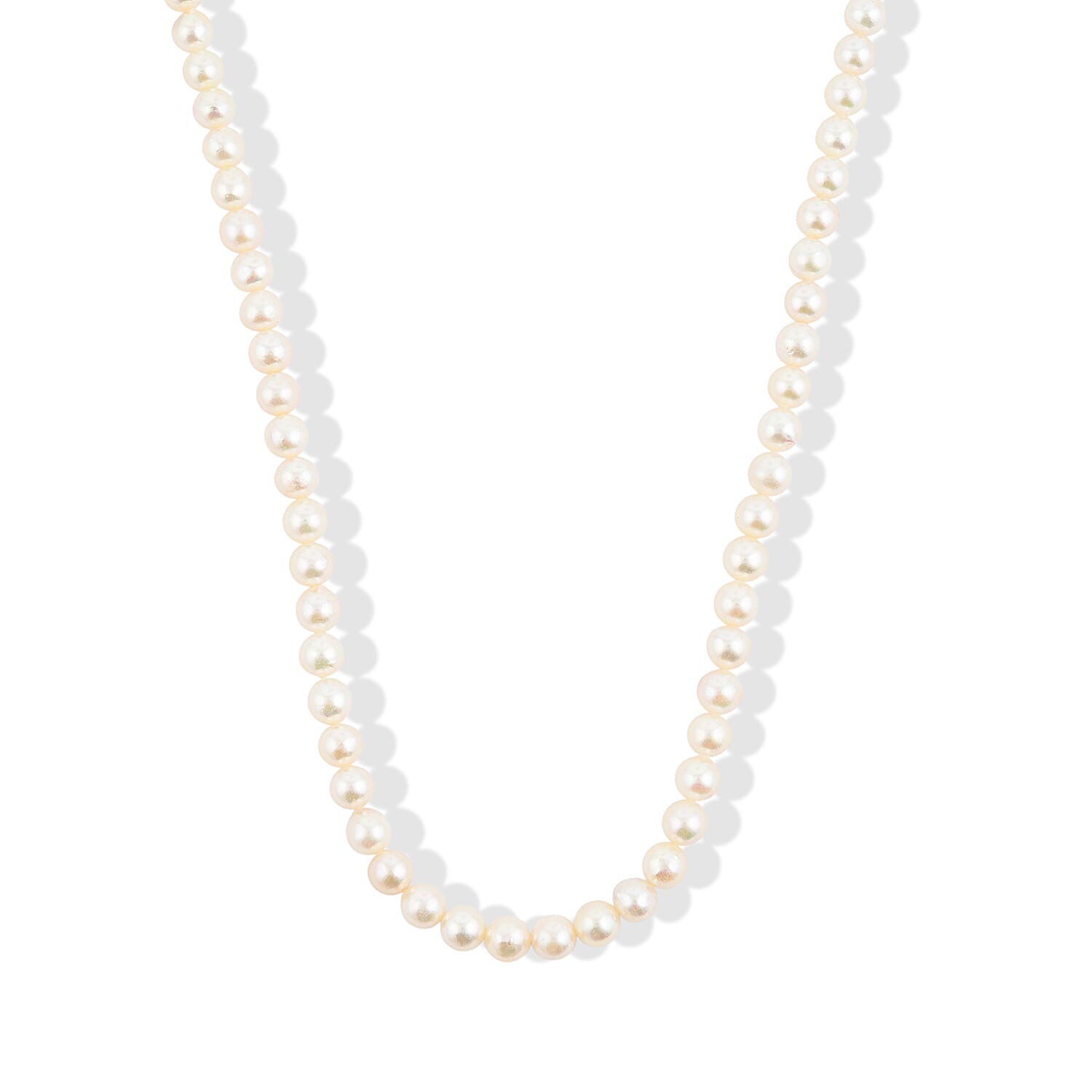 Japanese Akoya Pearl Necklace in Sterling Silver 30 Inches