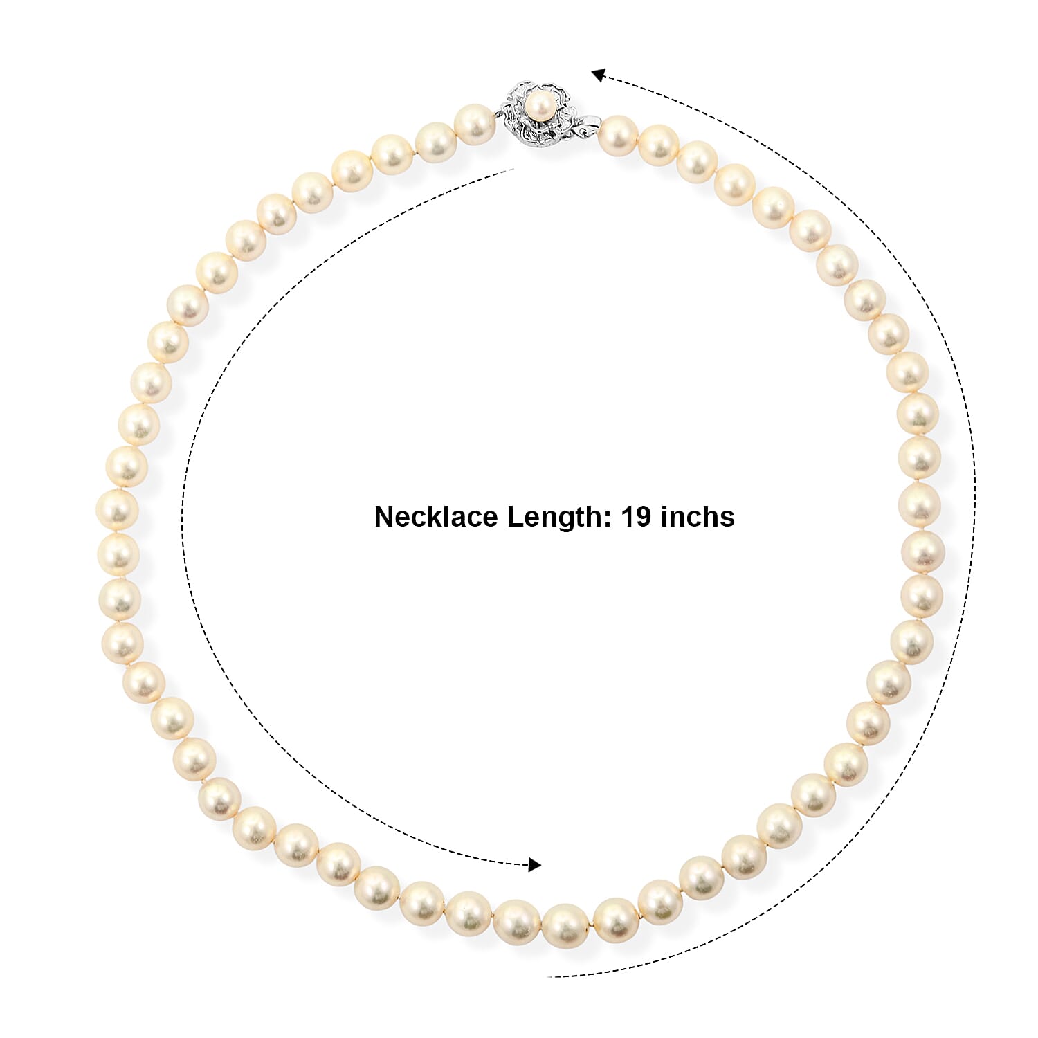 Japanese Akoya Pearl Necklace in Sterling Silver 19 Inches