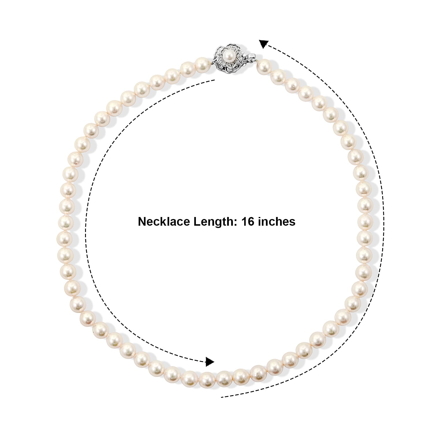 Japanese Akoya Pearl Necklace in Sterling Silver 16 Inches (Lock Varies)