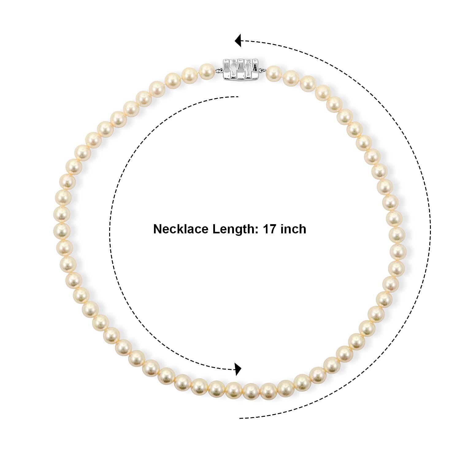 Japanese Akoya Pearl Necklace in Sterling Silver 17 Inches