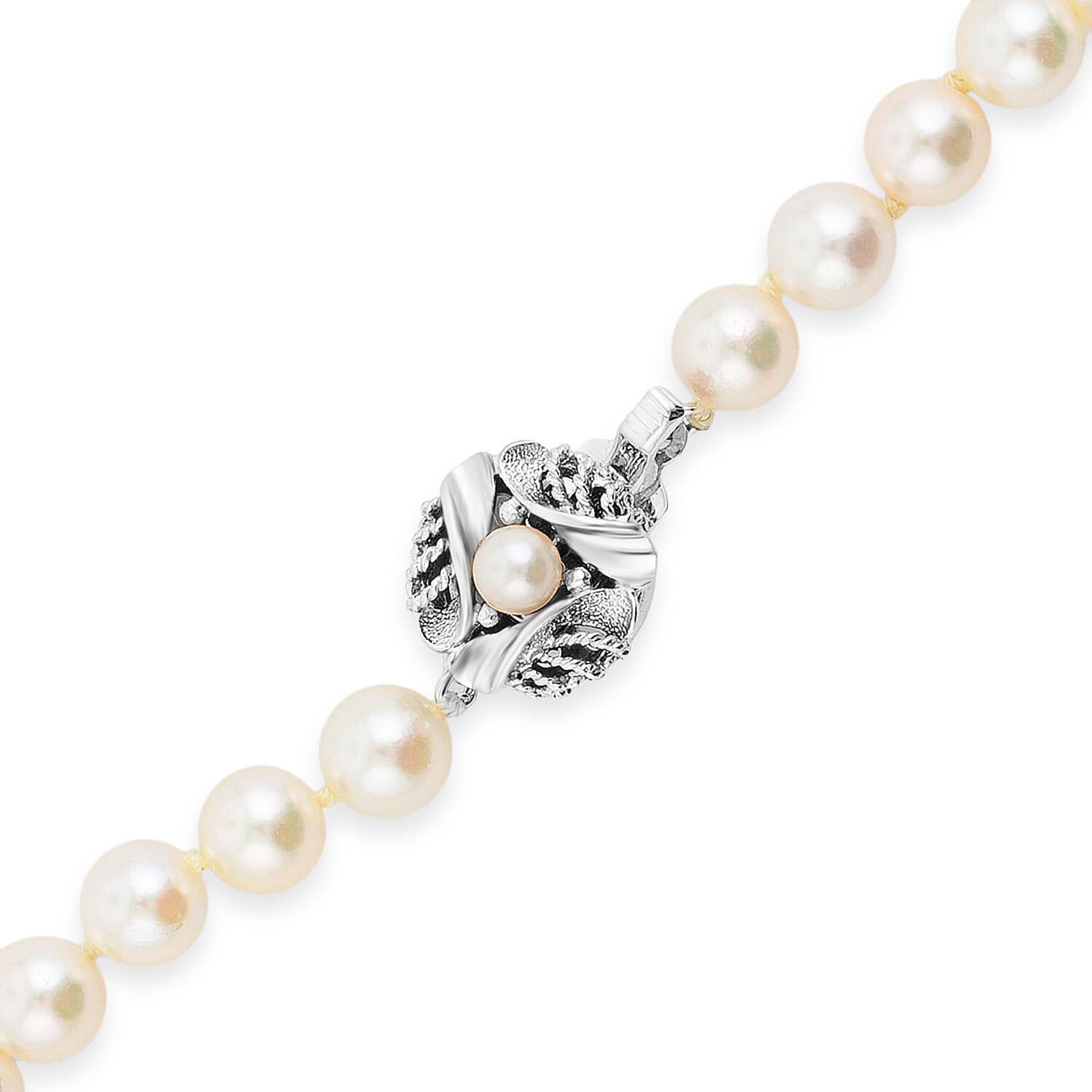 Japanese Akoya Pearl Necklace in Sterling Silver 18 Inches