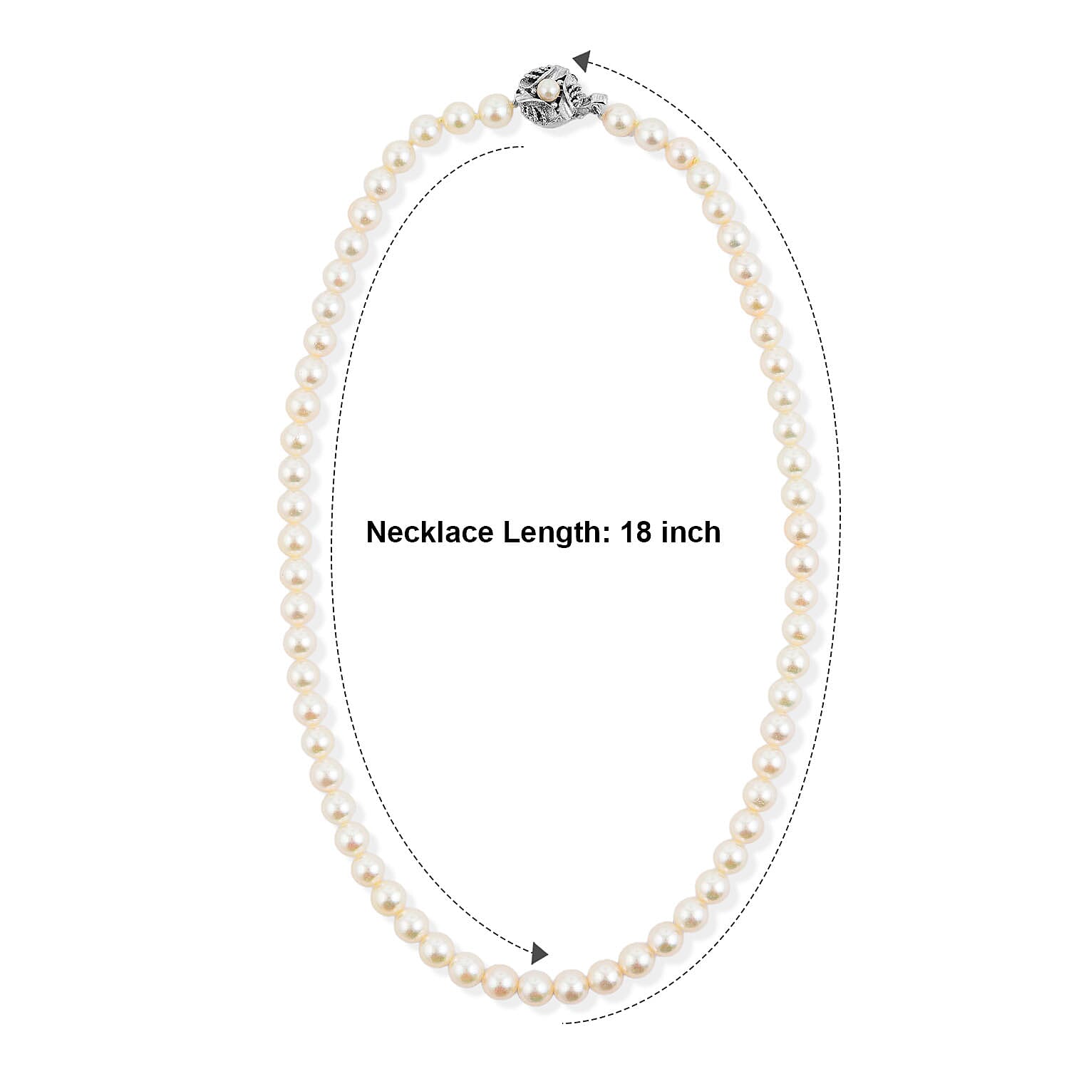 Japanese Akoya Pearl Necklace in Sterling Silver 18 Inches
