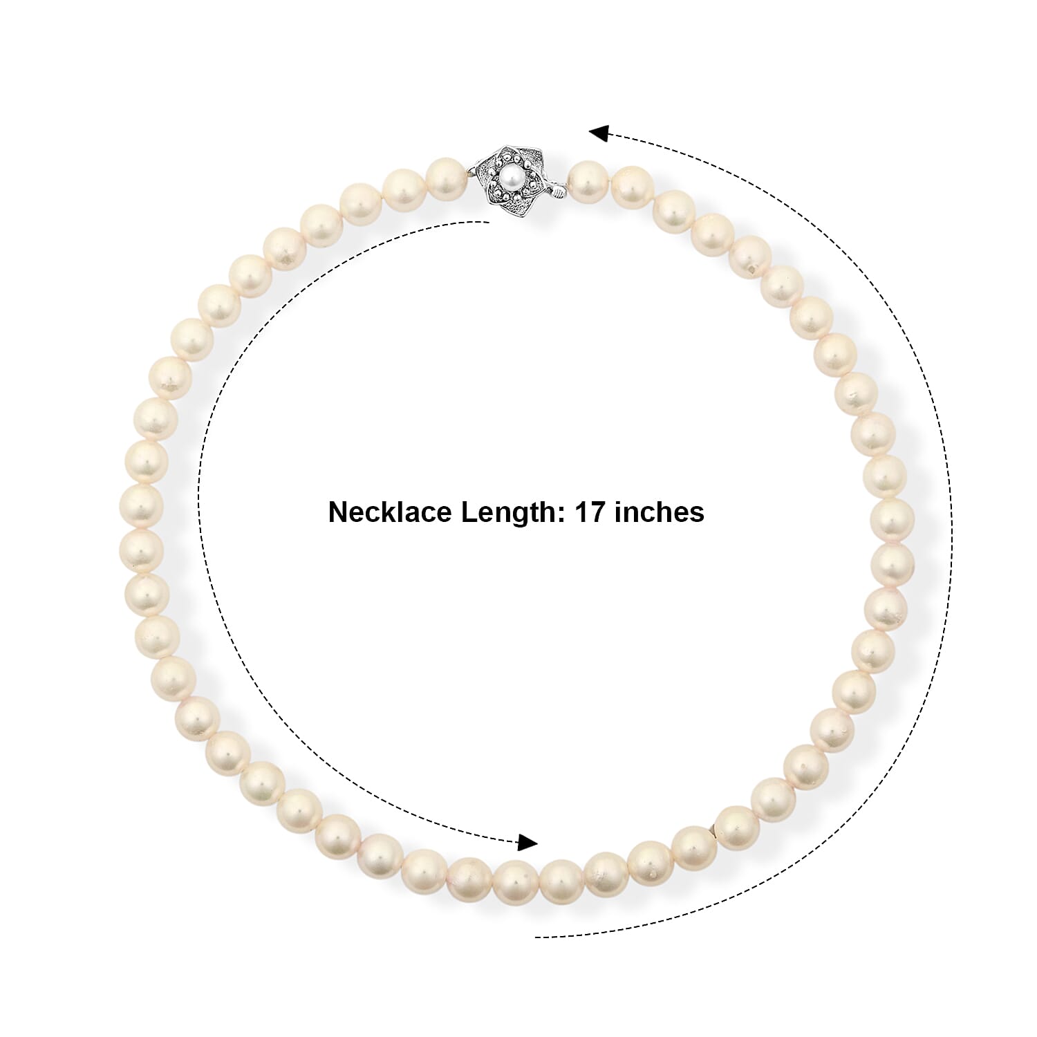 Japanese Akoya Pearl Necklace in Sterling Silver 17 Inches (Lock Varies)