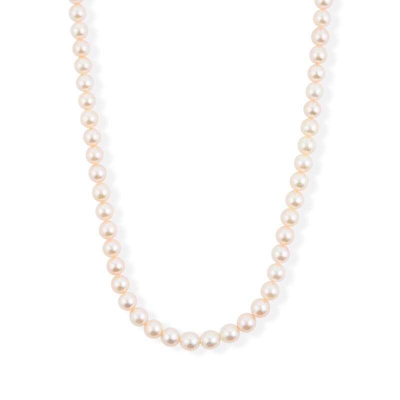 Japanese Akoya Pearl Necklace in Sterling Silver 19 Inches