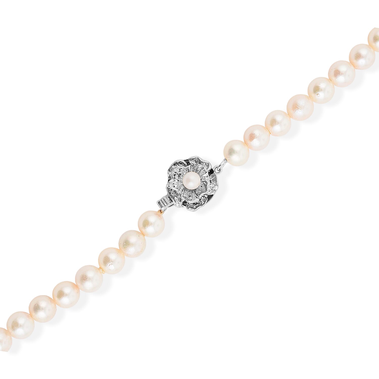 Japanese Akoya Pearl Necklace in Sterling Silver 19 Inches