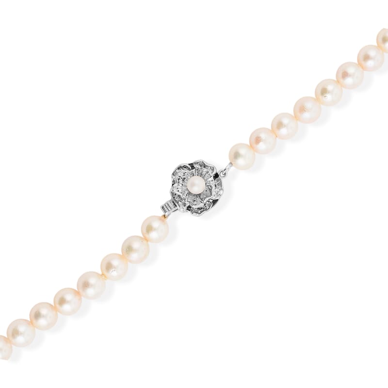 Japanese Akoya Pearl Necklace in Sterling Silver 19 Inches