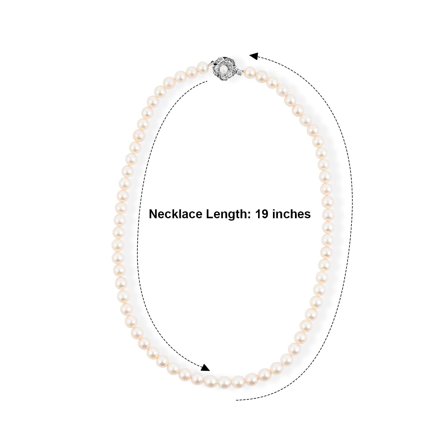 Japanese Akoya Pearl Necklace in Sterling Silver 19 Inches