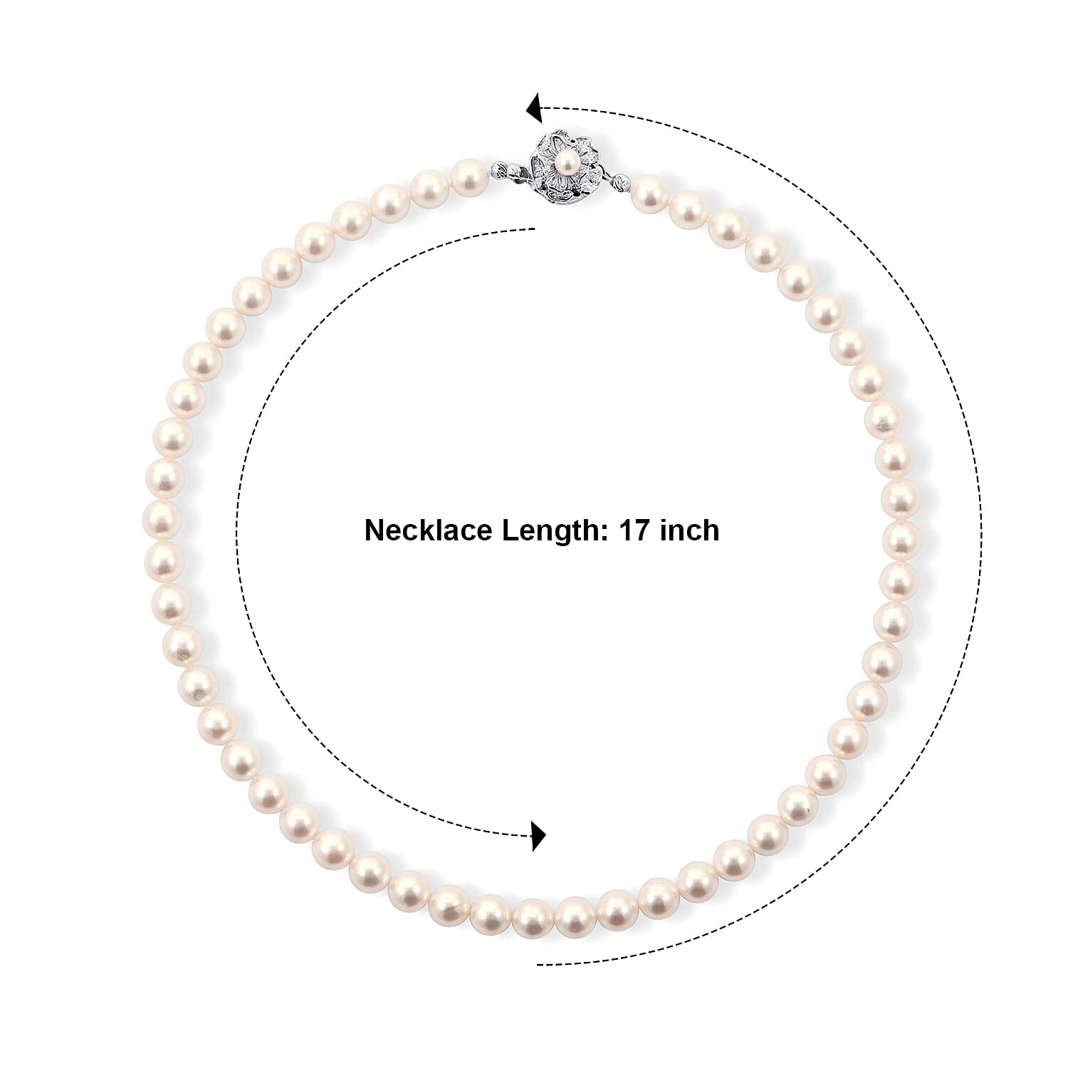 Japanese Akoya Pearl Necklace in Sterling Silver 17 Inches