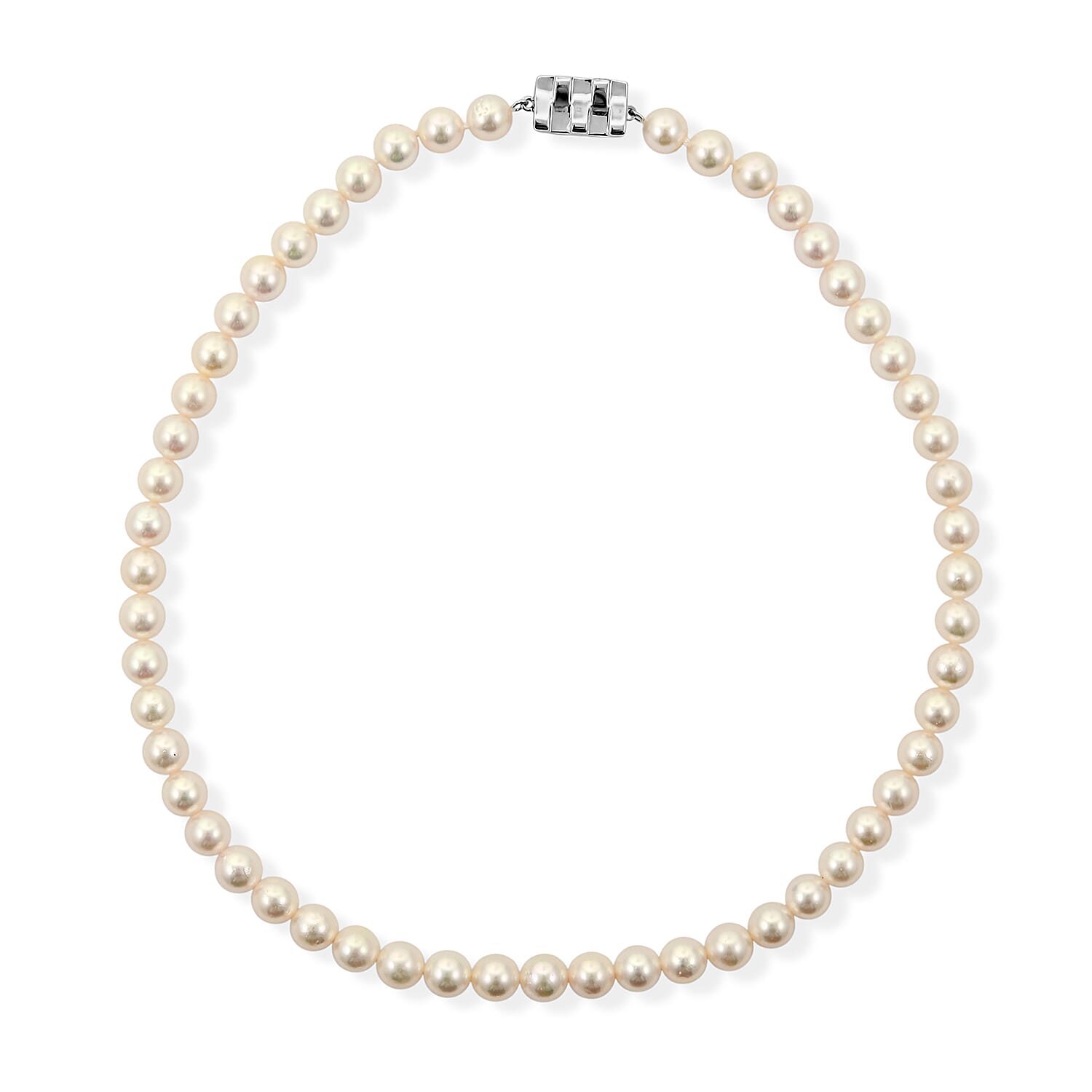 Japanese Akoya Pearl Necklace in Sterling Silver 17 Inches