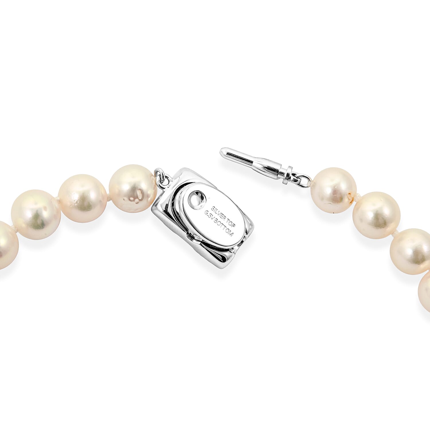 Japanese Akoya Pearl Necklace in Sterling Silver 17 Inches