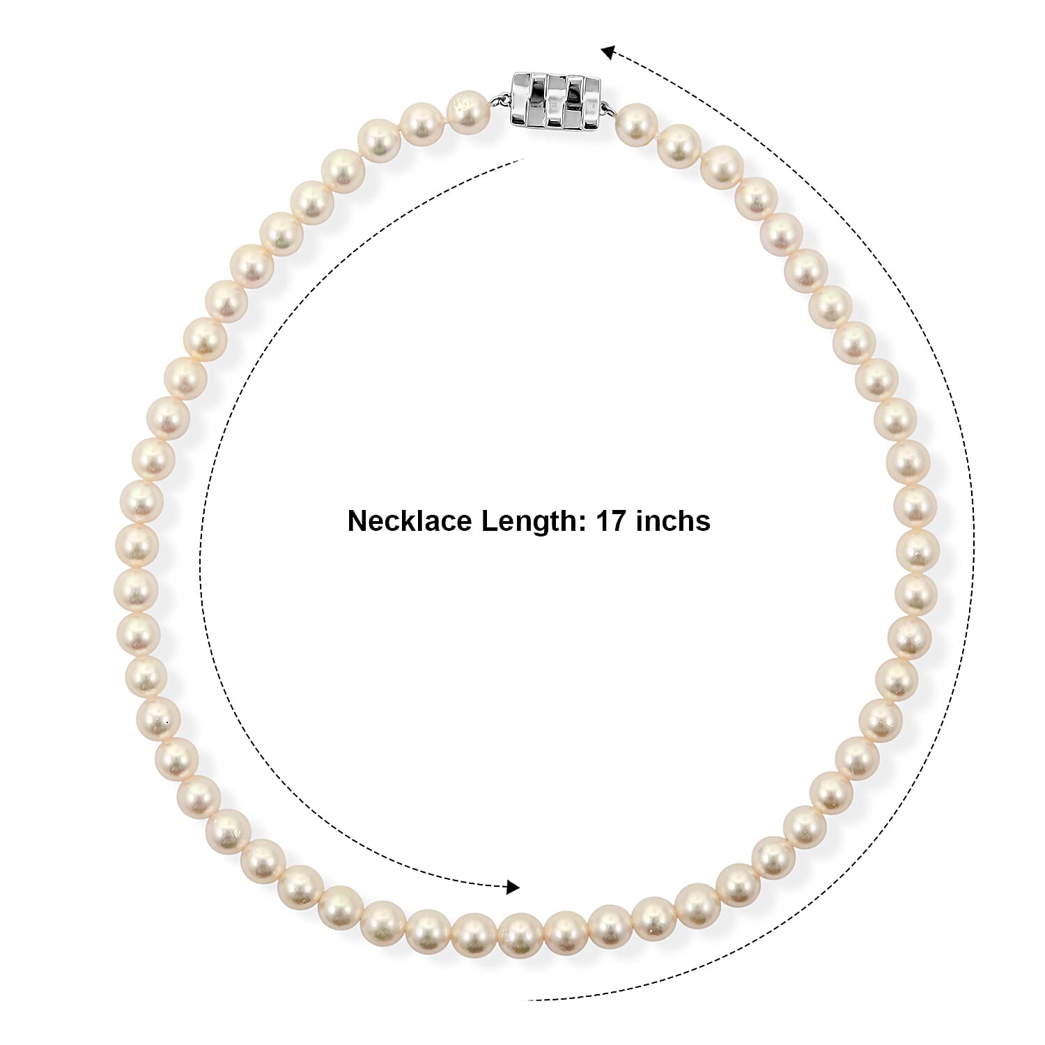Japanese Akoya Pearl Necklace in Sterling Silver 17 Inches