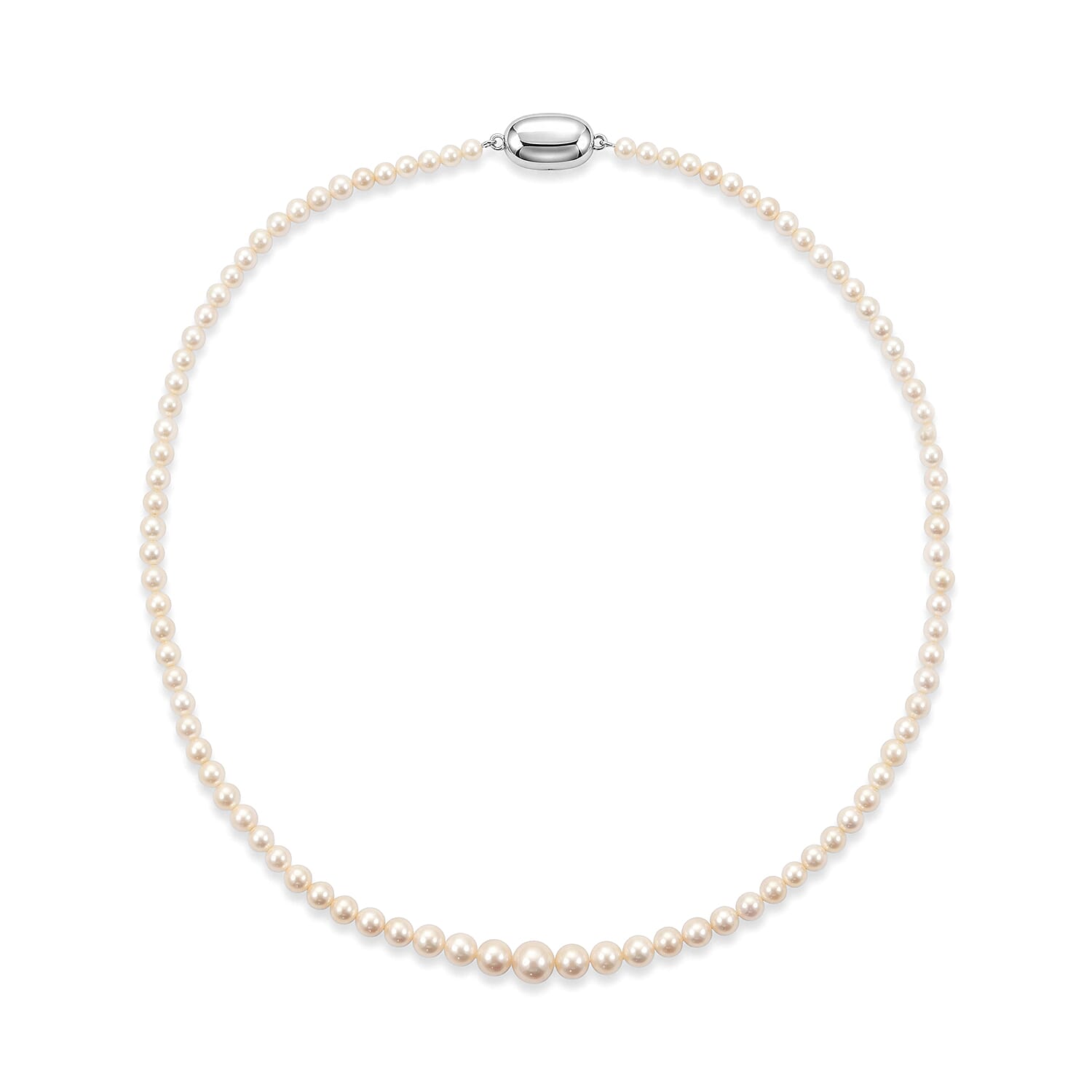 Japanese Akoya Pearl Necklace in Sterling Silver 17 Inches