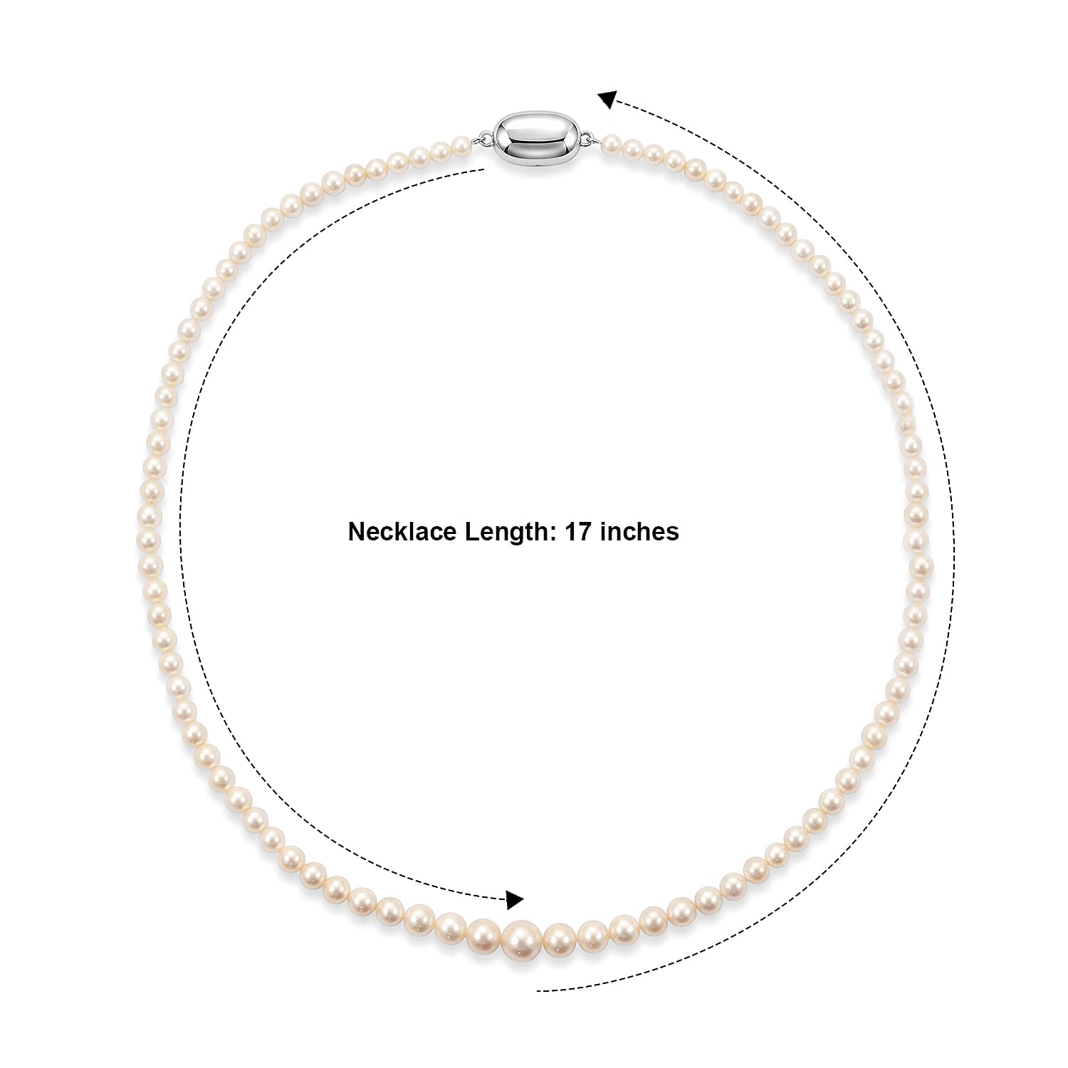 Japanese Akoya Pearl Necklace in Sterling Silver 17 Inches