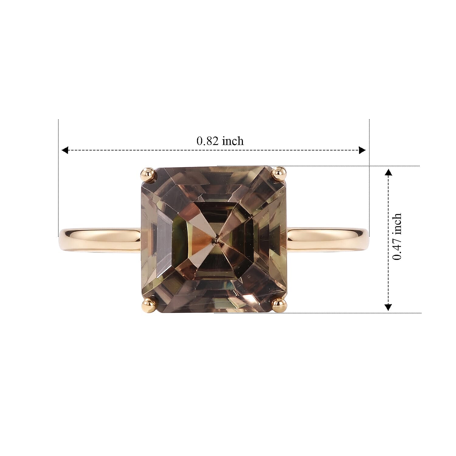 Asscher Cut AAA Turkizite 5.70 ctw The Golden Empress Ring in 10K Yellow Gold (Size 5.0)