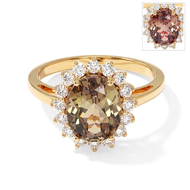 D'Joy AAA Turkizite and Lab Grown Diamond G-H SI 3.50 ctw The Majestic Crown Ring in 18K Vermeil Yellow Gold Over Sterling Silver (Size 6.0)