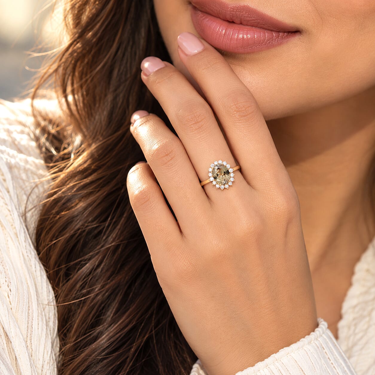 D'Joy AAA Turkizite and Lab Grown Diamond G-H SI 3.50 ctw The Majestic Crown Ring in 18K Vermeil Yellow Gold Over Sterling Silver (Size 6.0)
