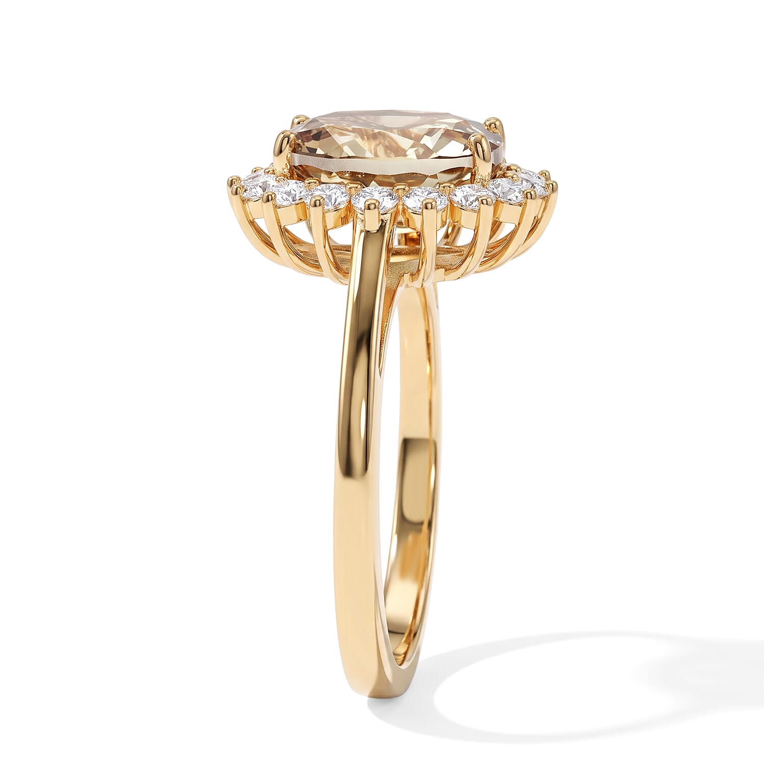 D'Joy AAA Turkizite and Lab Grown Diamond G-H SI 3.50 ctw The Majestic Crown Ring in 18K Vermeil Yellow Gold Over Sterling Silver (Size 6.0)