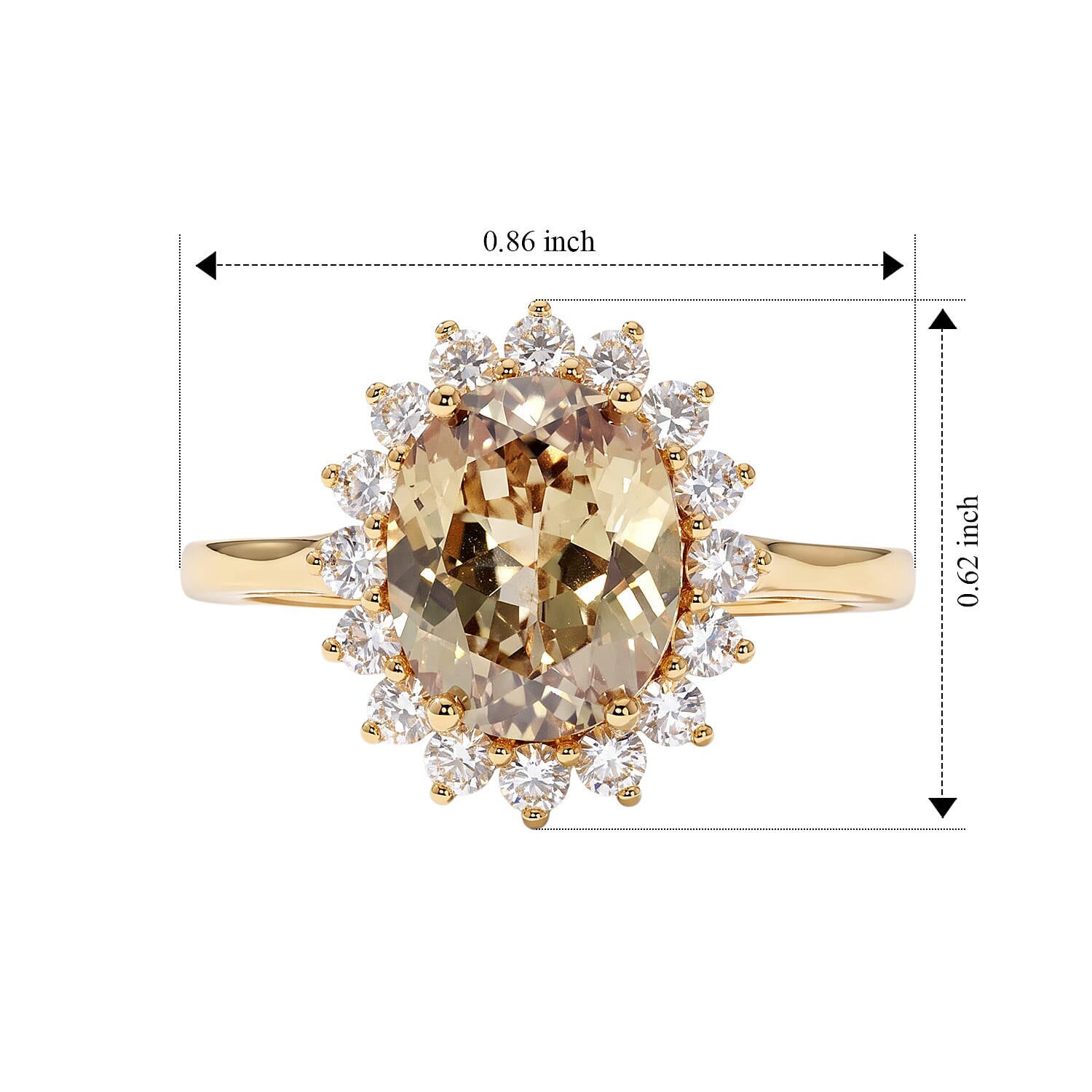 D'Joy AAA Turkizite and Lab Grown Diamond G-H SI 3.50 ctw The Majestic Crown Ring in 18K Vermeil Yellow Gold Over Sterling Silver (Size 6.0)