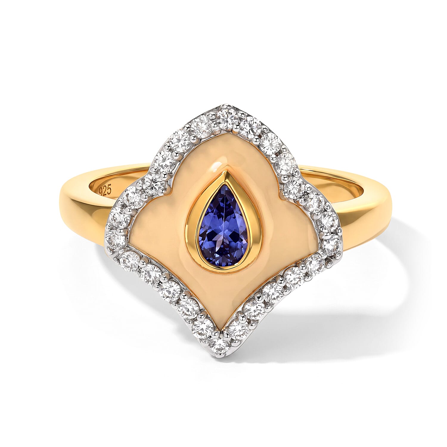 Rachel Roy Tanzanite and White Zircon 1.00 ctw Ring in 18K Vermeil Yellow Gold Over Sterling Silver (Size 9.0)