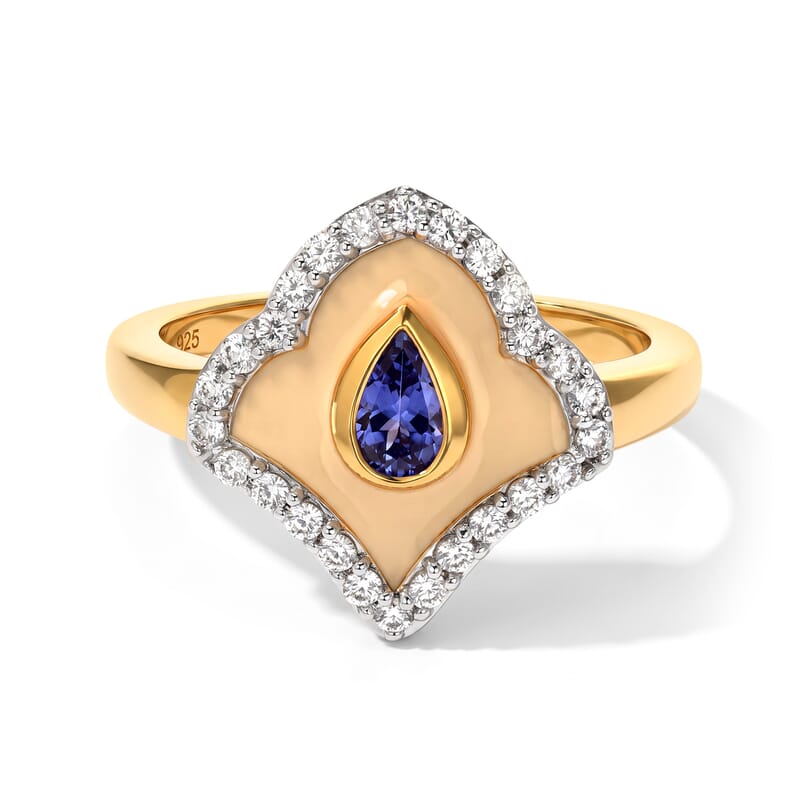 Rachel Roy Tanzanite and White Zircon 1.00 ctw Ring in 18K Vermeil Yellow Gold Over Sterling Silver (Size 9.0)