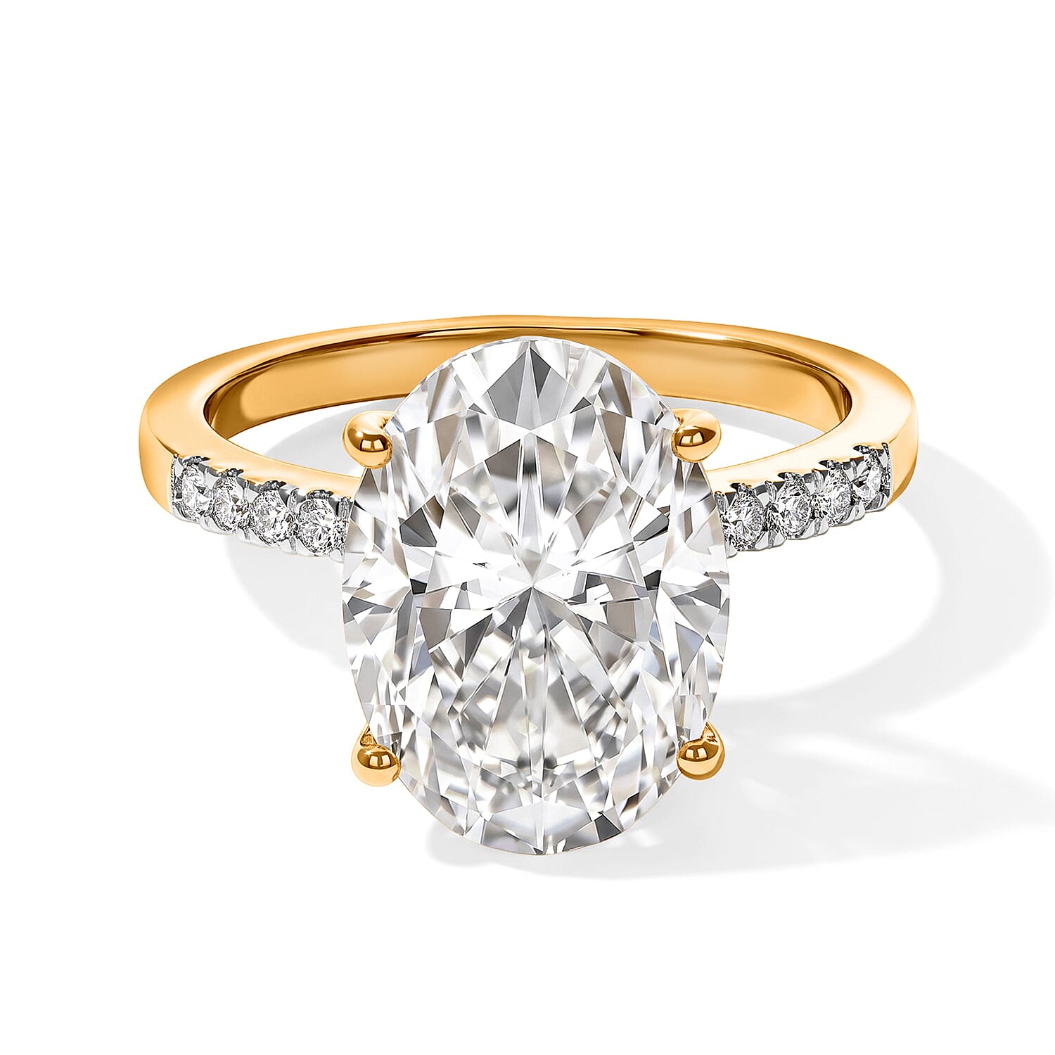 Moissanite 6.00 ctw Ring in 18K Vermeil Yellow Gold Over Sterling Silver (Size 7.0)