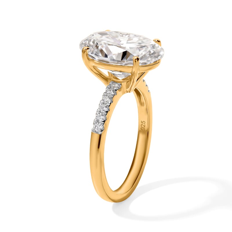 Moissanite 6.00 ctw Ring in 18K Vermeil Yellow Gold Over Sterling Silver (Size 7.0)