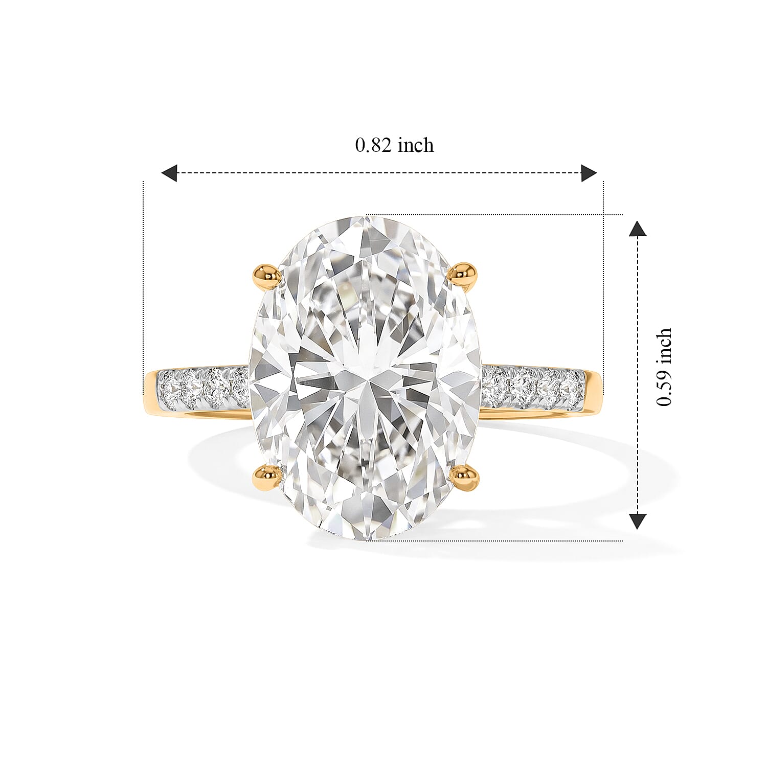Moissanite 6.00 ctw Ring in 18K Vermeil Yellow Gold Over Sterling Silver (Size 7.0)