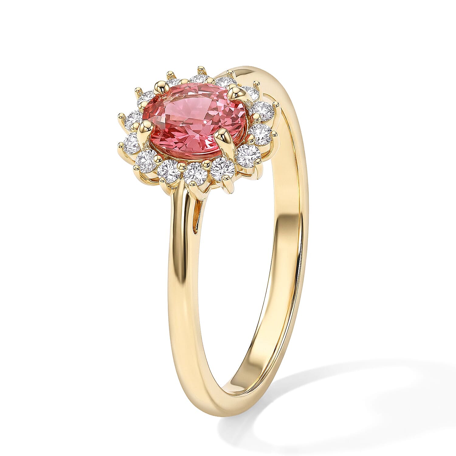 Luxoro AAA Padparadscha Sapphire (BT) and Diamond I2 1.00 ctw Ring in 14K Yellow Gold (Size 5.0)