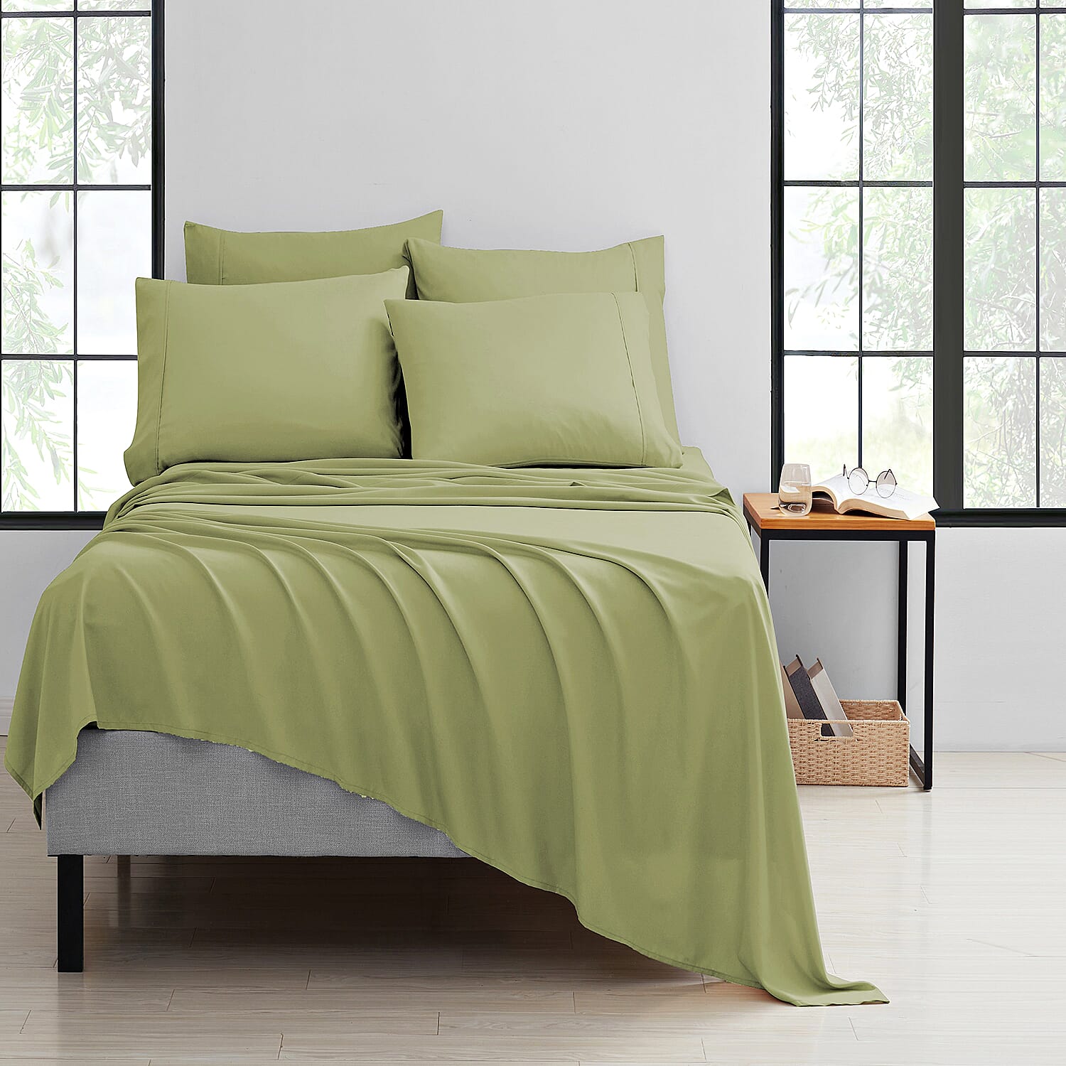 Bibb Home 6-Piece Aqua Bamboo Sheet Set -California King