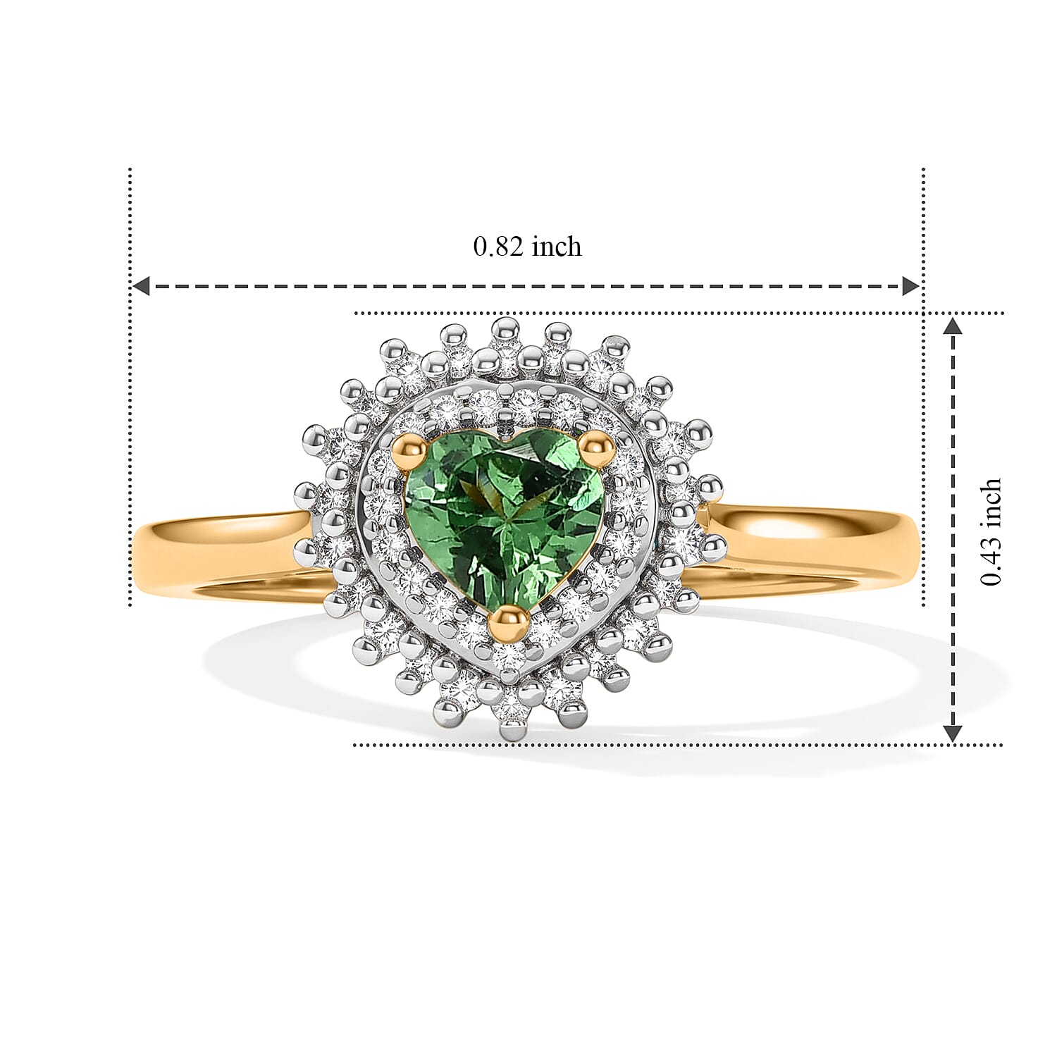 D'Joy Premium Tsavorite Garnet and Moissanite 0.70 ctw Botanical Halo Ring in 18K Vermeil Yellow Gold Over Sterling Silver (Size 6.0)