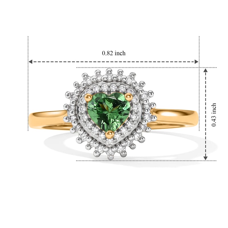 D'Joy Premium Tsavorite Garnet and Moissanite 0.70 ctw Botanical Halo Ring in 18K Vermeil Yellow Gold Over Sterling Silver (Size 6.0)