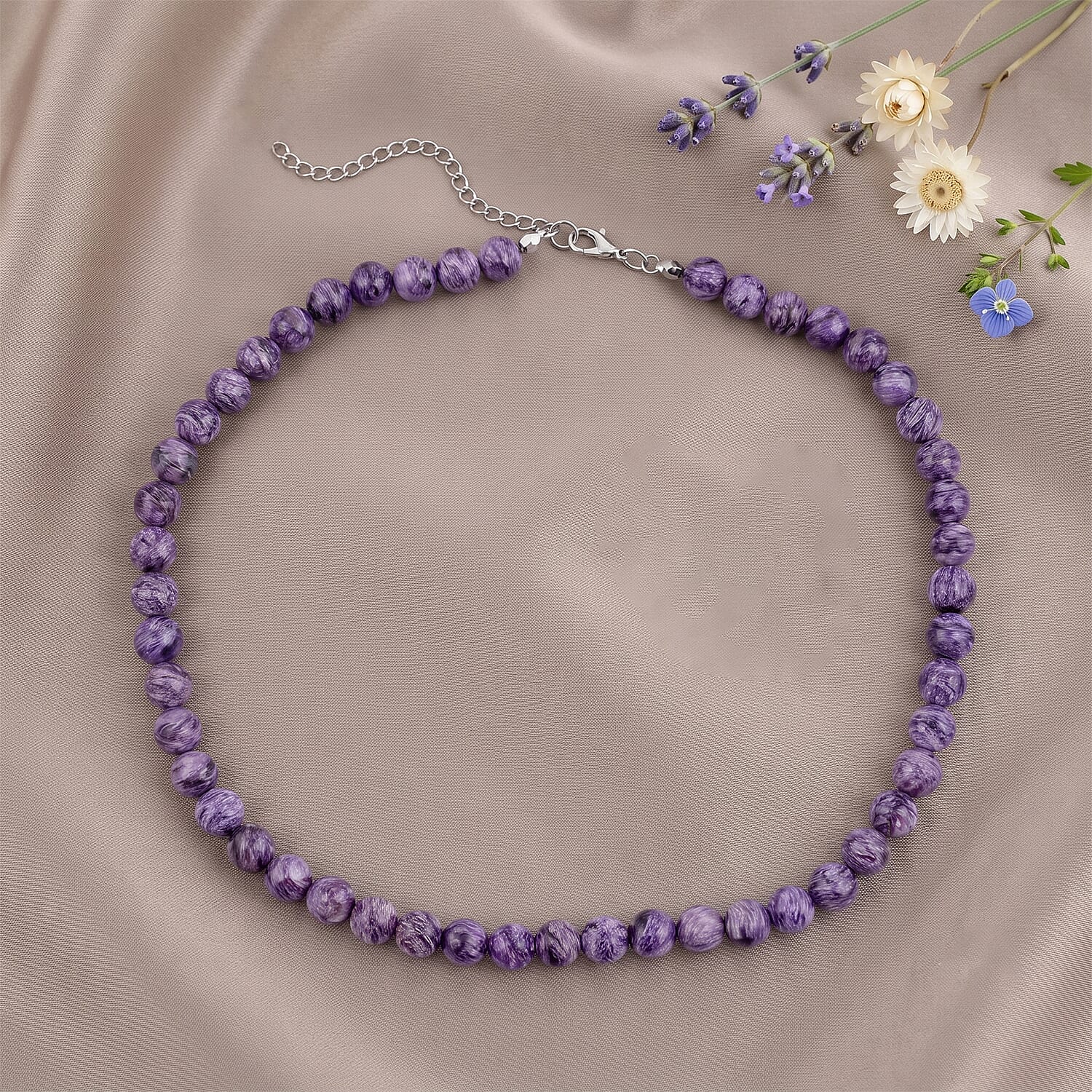 GCS Chaorite Round Beaded Strand in Sterling Silver (18 Inches) 240.00 ctw
