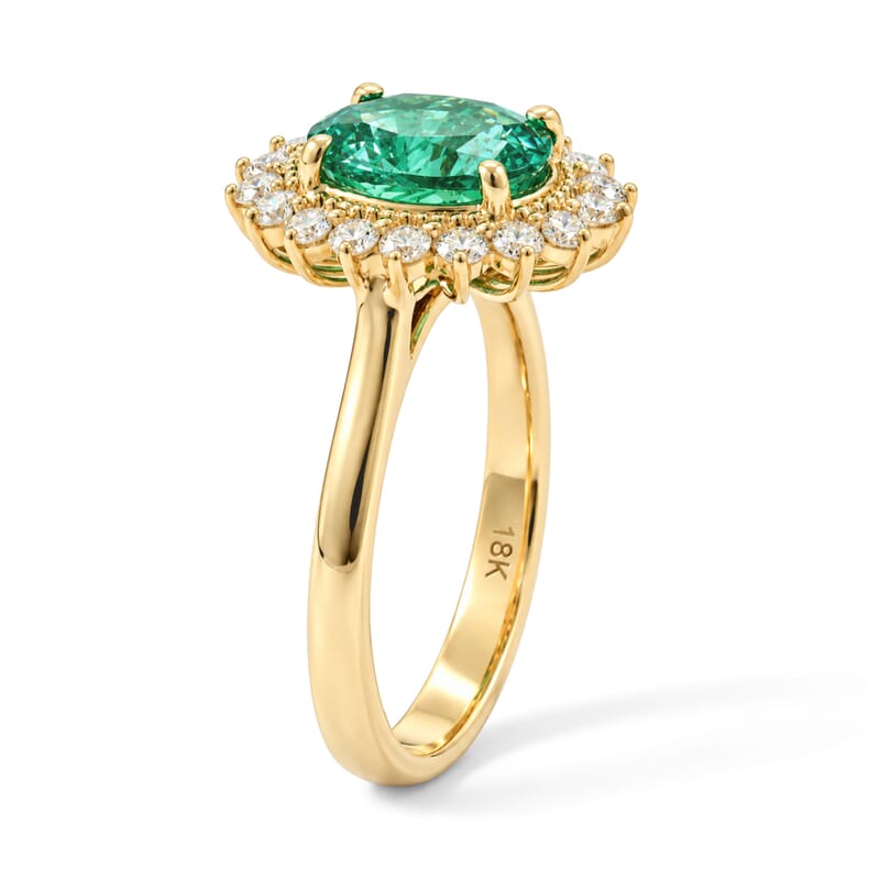 Certified and Appraised AAAA Kagem Zambian Emerald and Diamond G-S SI 2.07 ctw Ring in 18K Yellow Gold (Size 6.0) 4.80 Grams