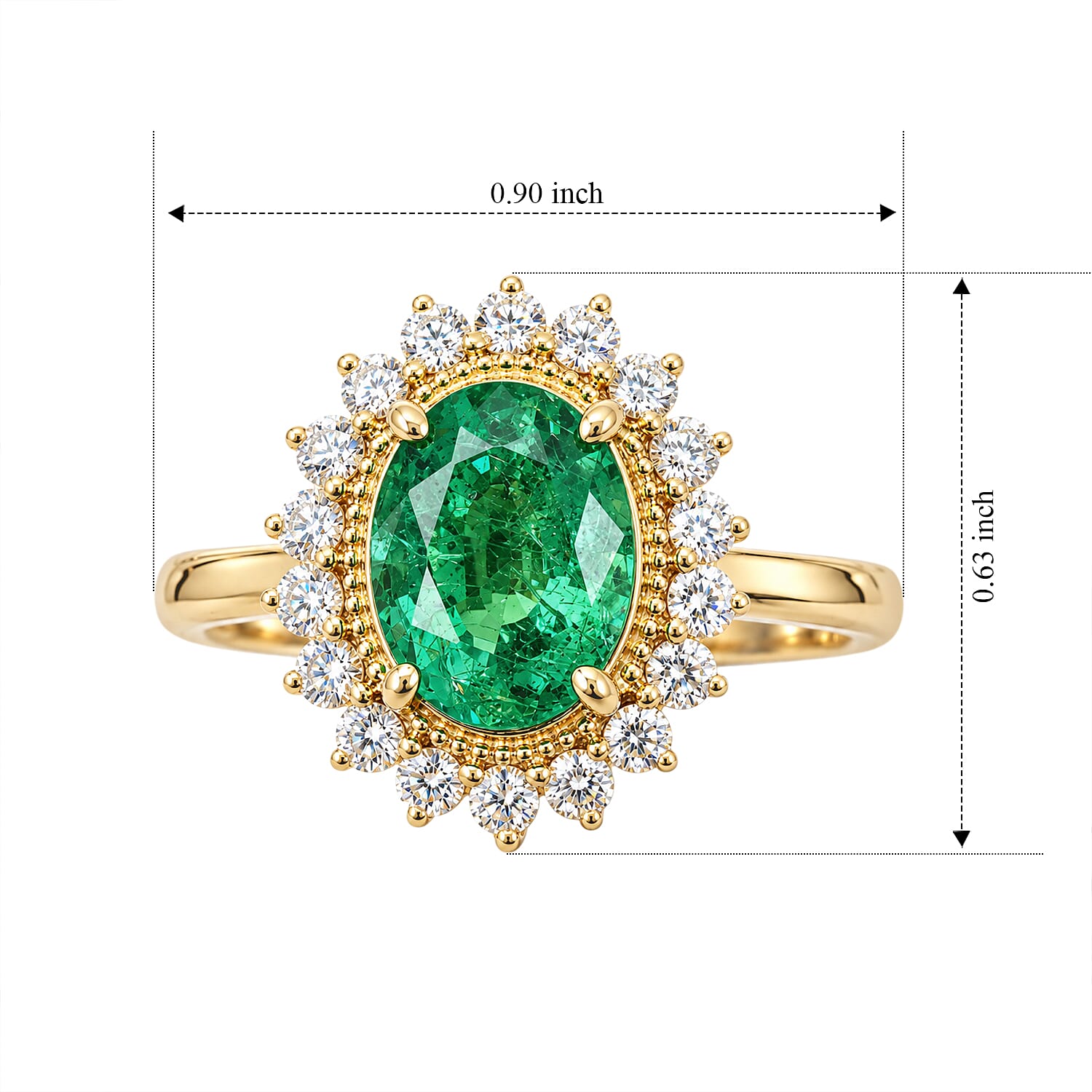 Certified and Appraised AAAA Kagem Zambian Emerald and Diamond G-S SI 2.07 ctw Ring in 18K Yellow Gold (Size 6.0) 4.80 Grams