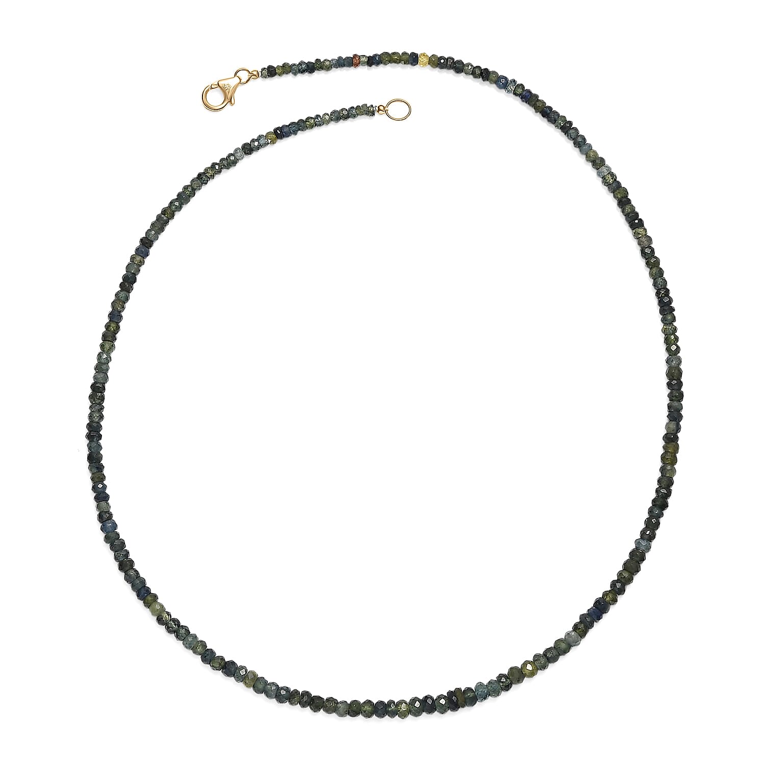 Certified and Appraised Luxoro AAA Montana Sapphire 70.00 ctw Beaded Necklace in 10K Yellow Gold (18 Inches)