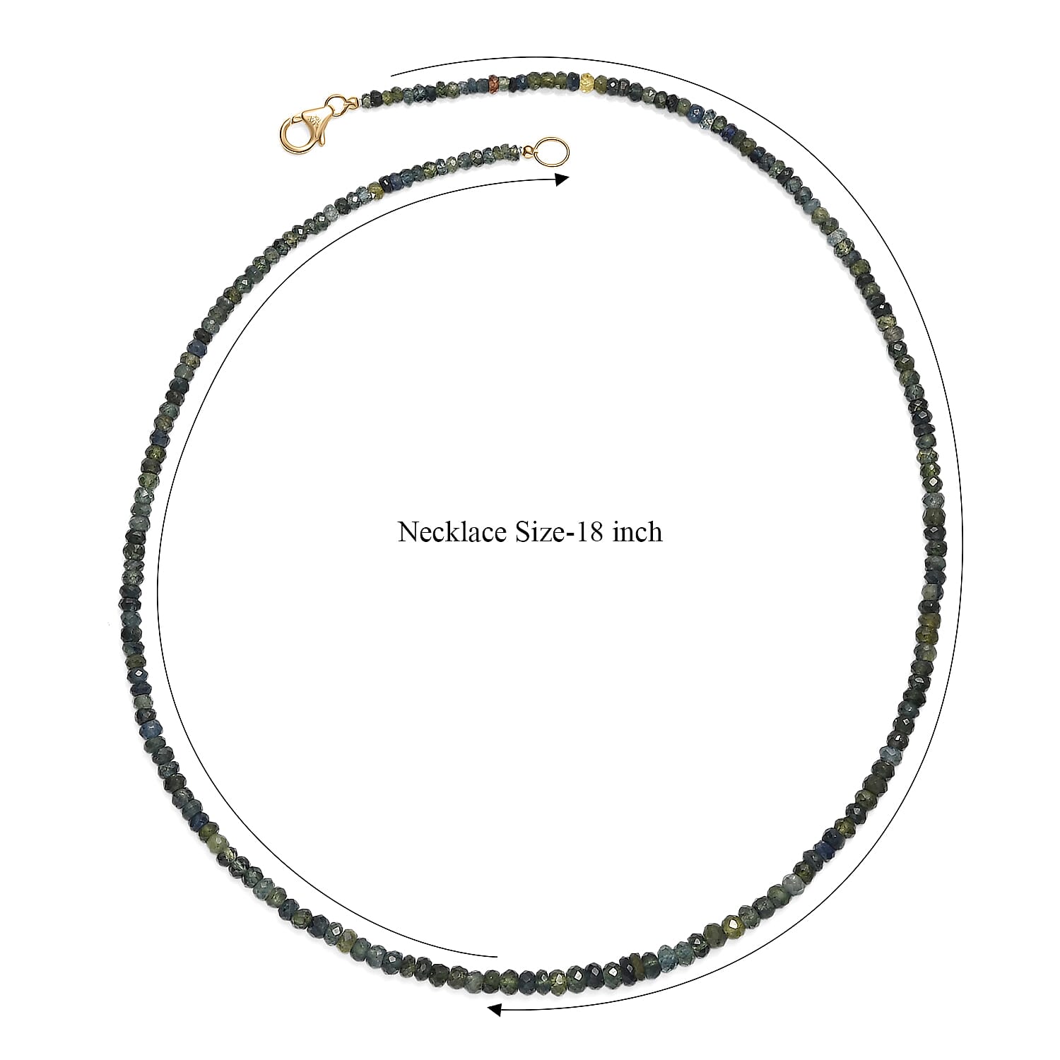 Certified and Appraised Luxoro AAA Montana Sapphire 70.00 ctw Beaded Necklace in 10K Yellow Gold (18 Inches)