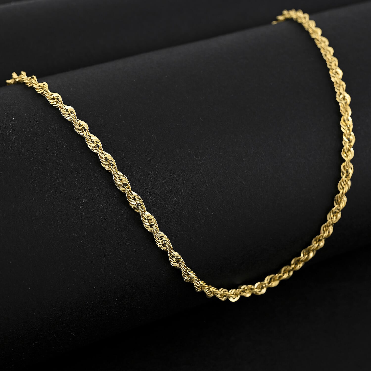 2.3mm Laser Rope Chain Necklace in 10K Yellow Gold (24 Inches) 2.7 Grams