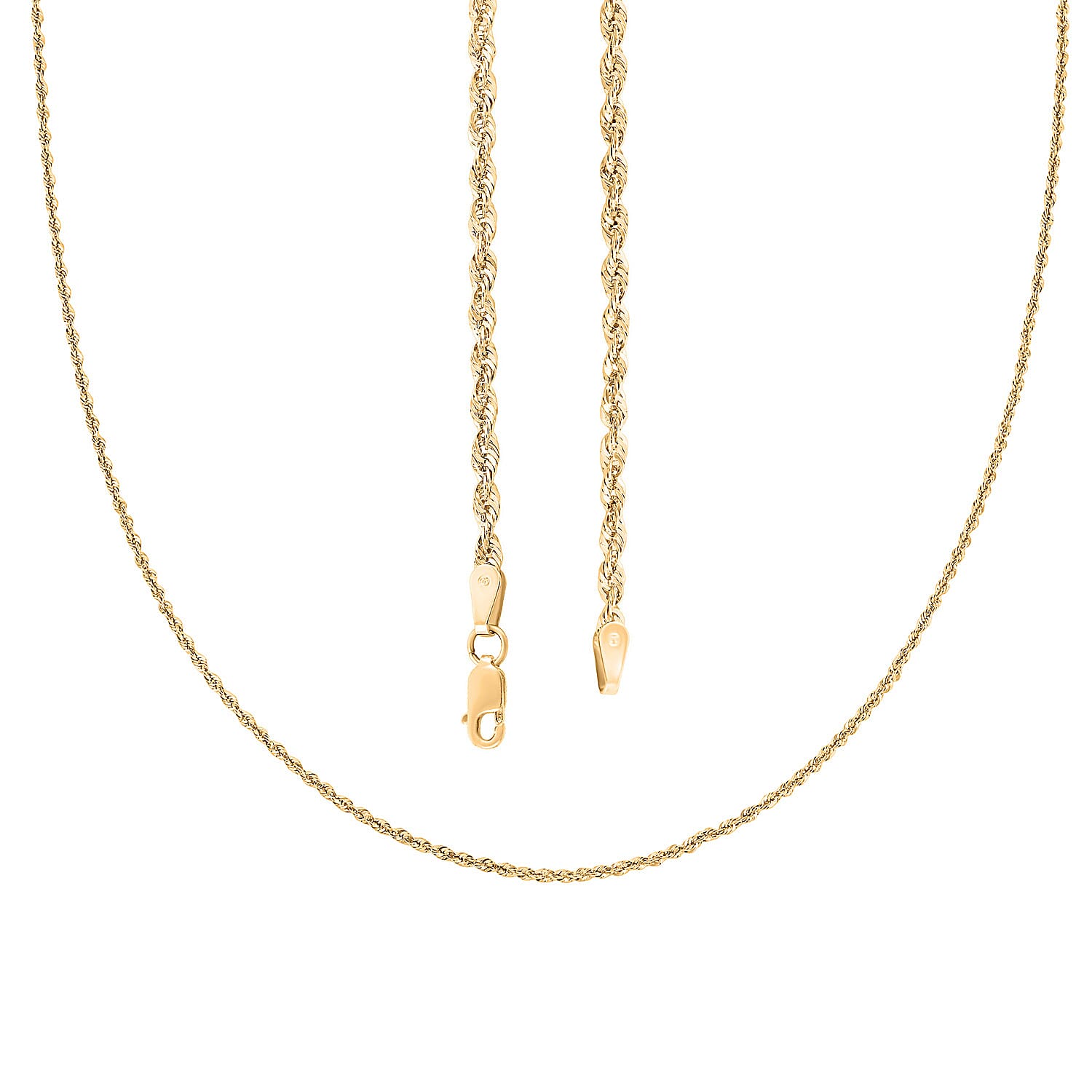 2.3mm Laser Rope Chain Necklace in 10K Yellow Gold (24 Inches) 2.7 Grams