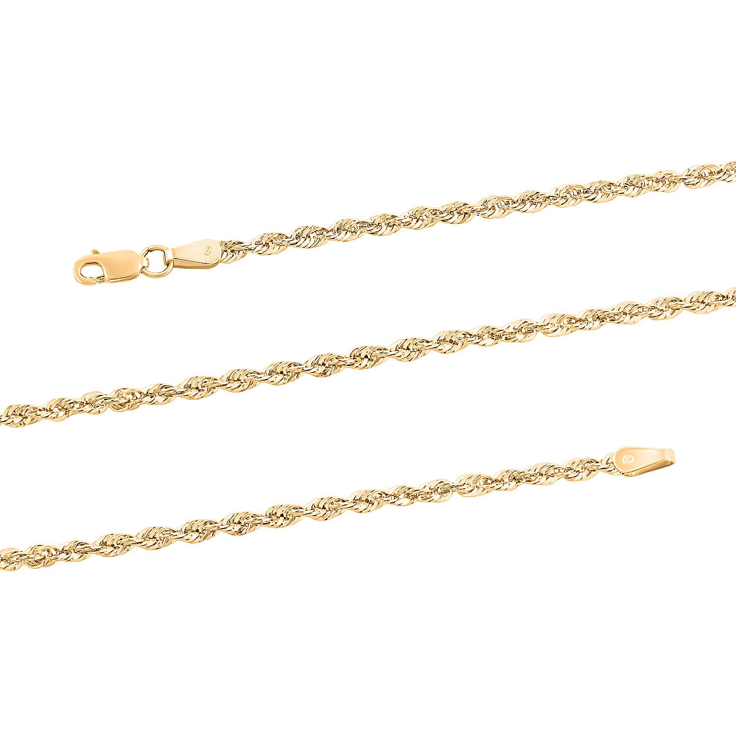 2.3mm Laser Rope Chain Necklace in 10K Yellow Gold (24 Inches) 2.7 Grams