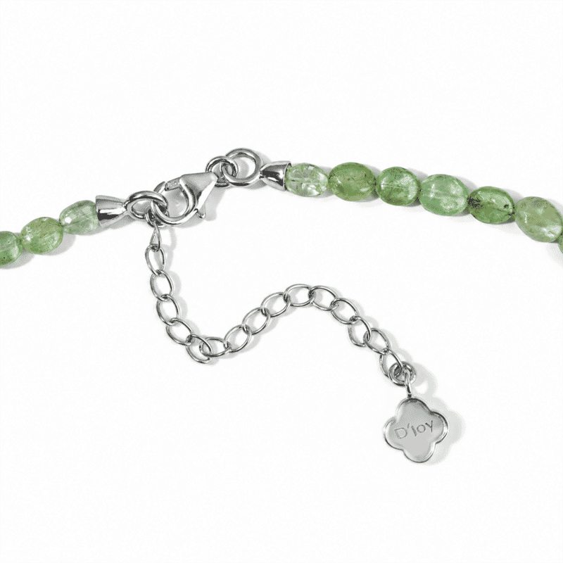 D'Joy Premium Kornerupine 70.00 ctw Beaded Graduated Necklace (18-20 Inches) in Rhodium Over Sterling Silver